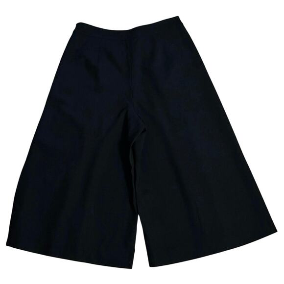 Lafayette 148 Size 8 Pleated Wide Leg Culottes Crops Pants Wool Blend Black - Picture 2 of 4